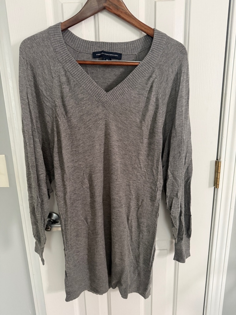 French Connection Grey V-Neck Sweater Dress